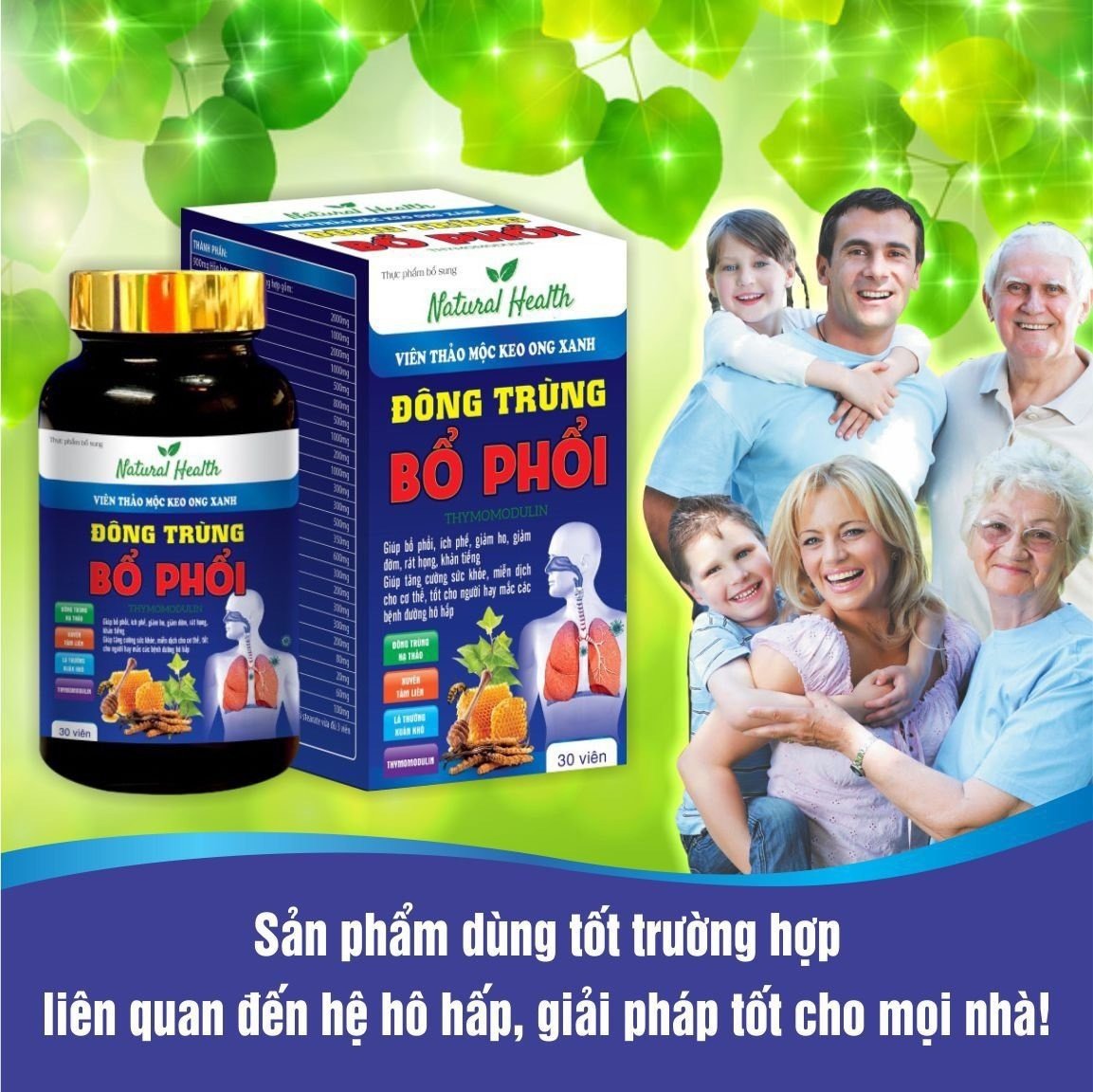 Viên Uống Lung Detox Bổ Phổi Cầm Ho-Long Đờm-Giúp Bổ Phổi, Ích Phế, Giảm Ho, Giảm Đờm, Rát Họng, Khàn Tiếng, Tăng Cường Sức Khỏe, Miễn Dịch-Hộp 30 viên