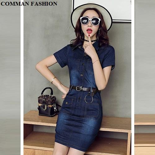 CAO CẤP Đầm Jean Body Phối Túi 3705