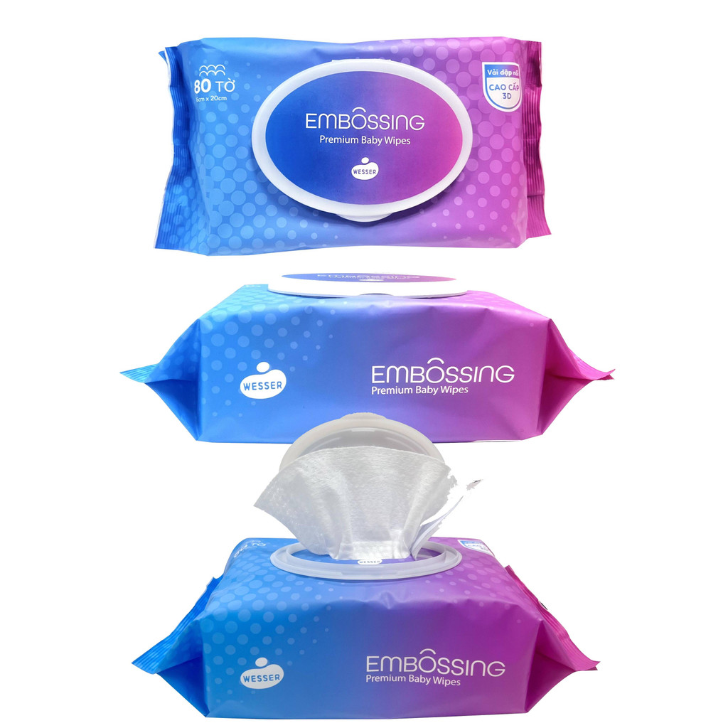 Combo 5 gói khăn ướt wesser không mùi 80 tờ cao cấp