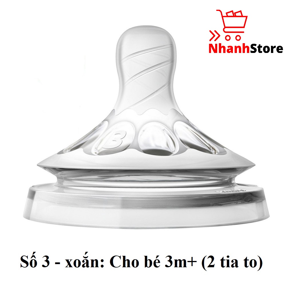 Núm ti bình sữa cổ rộng Avent Natural [Đủ số] [Cam kết chính hãng]