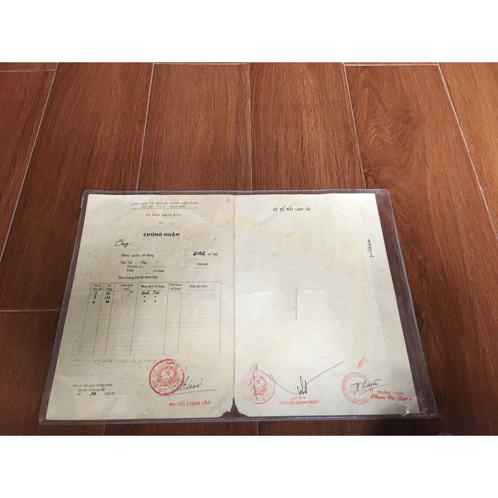 BAO BỌC SỔ HỒNG, SỔ ĐỎ, GIẤY TỜ NHÀ ĐẤT ( KHỔ A3 )