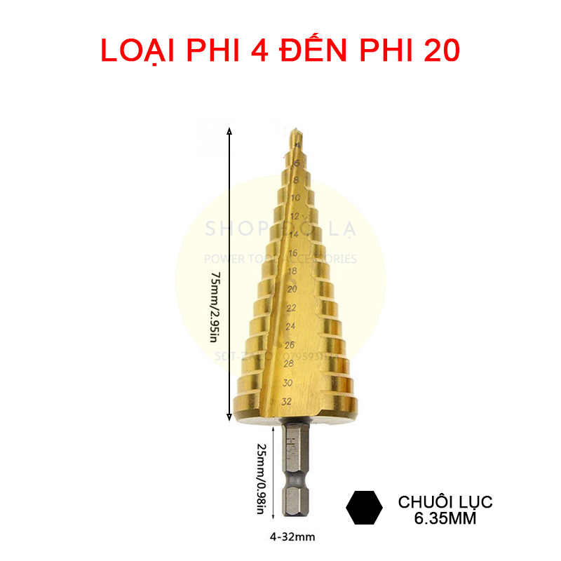 Mũi Khoan Tháp Chuôi Lục Giác 6.3mm