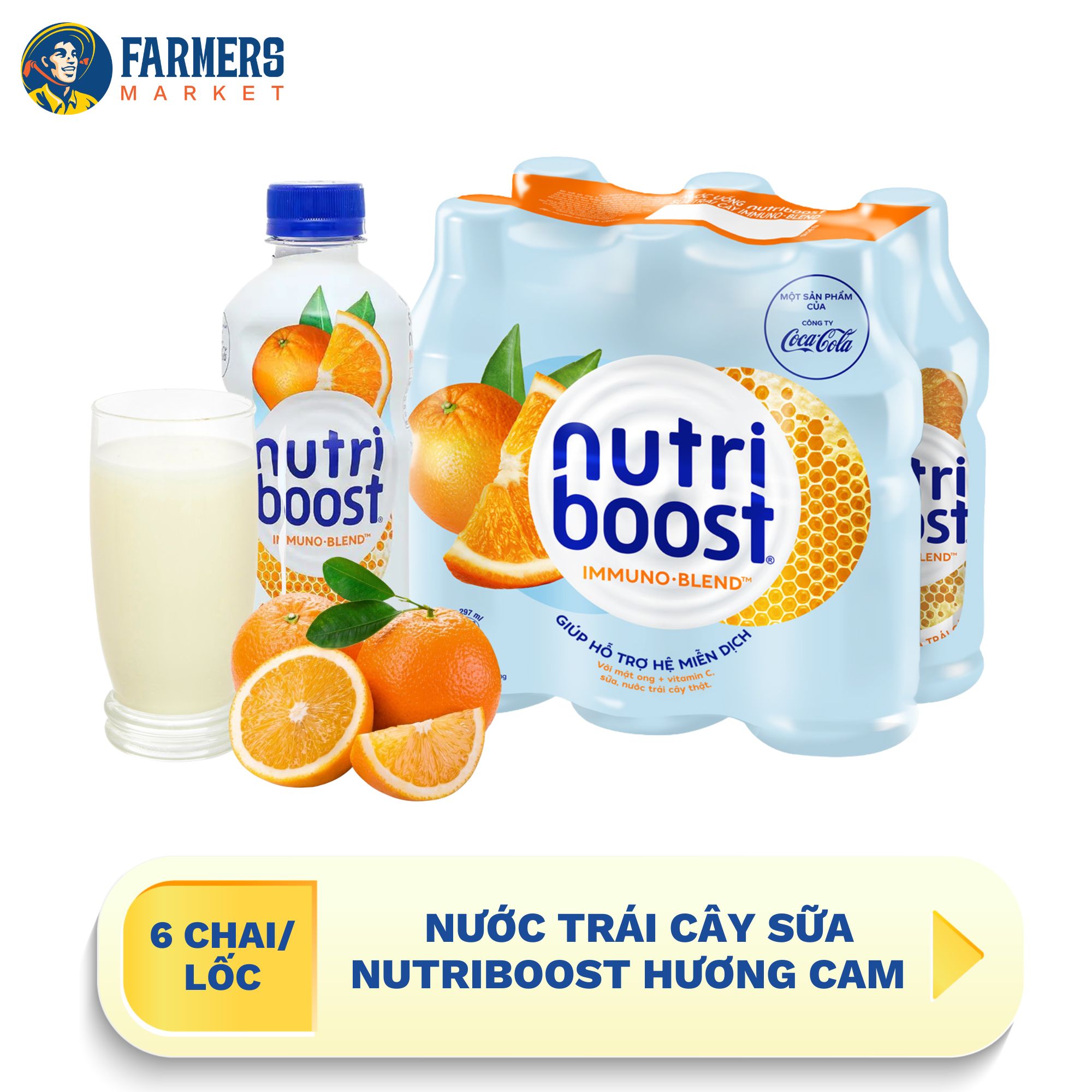 Giao hàng toàn quốc  Lốc 6 chai  Nước trái cây sữa Nutriboost hương cam -