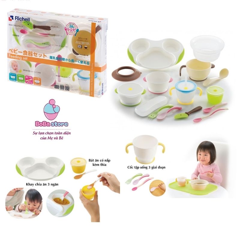 Bộ đồ dùng ăn dặm toàn diện Richell 14 món - hàng chính hãng