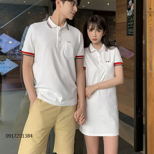 Đầm Thun Đôi trắng viền
