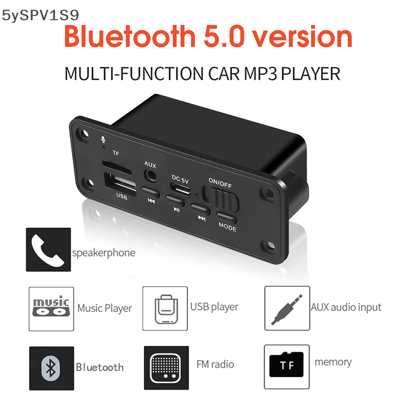 5yspv1s9 loa bảng mạch giải mã 2x3w máy phát mp3 bluetooth 5.0 mô-đun đài fm cho xe hơi