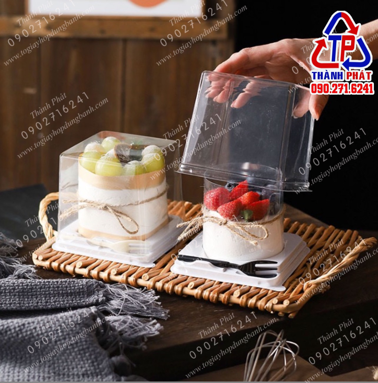 50 Hộp HT-902 đựng bánh mousse mini - bánh kem - bánh lạnh - red velvet cake