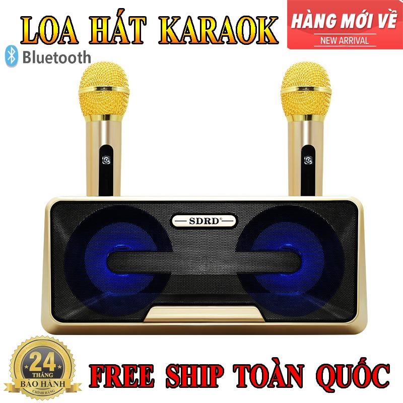 Loa karaoke kèm mic hát chính hãng - loa bluetooth karaoke sd 301 thiết kế đẹp mắt cá tính âm thanh vang vòm sống động micro cực nhạy hút âm cực tốt echo chuẩn tặng kèm 2 mic không dây.