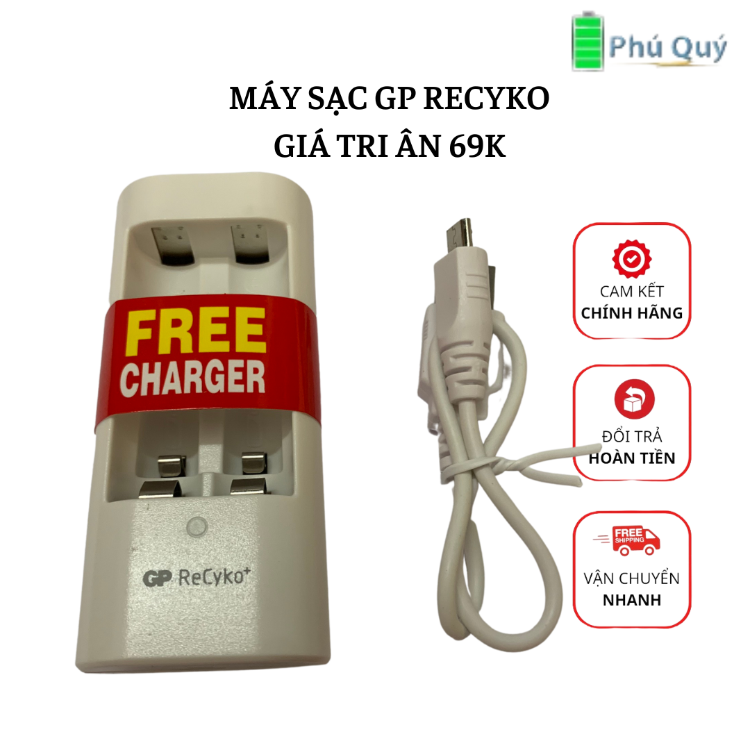 Máy Sạc Pin GP 2 Khe Cắm Pin Kèm 2 Pin AAA