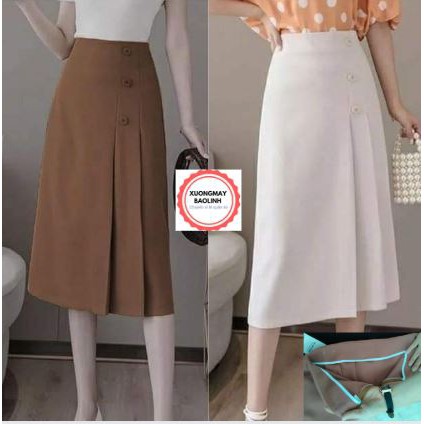 Chân váy công sở dài phối 3 cúc