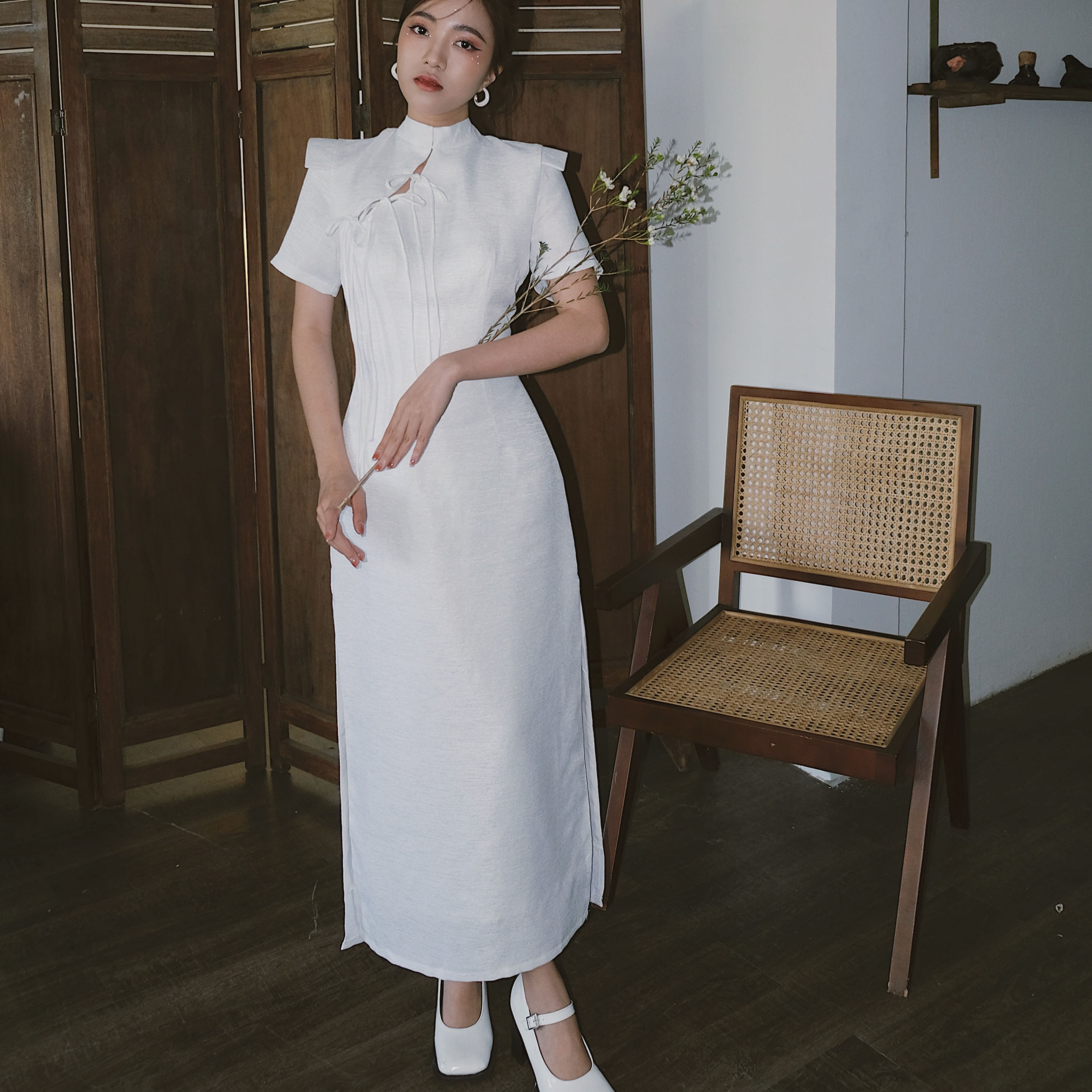 INTO.EIGHT | Đầm dài xẻ tà thắt nơ INTO.EIGHT thiết kế (Mai Dress)