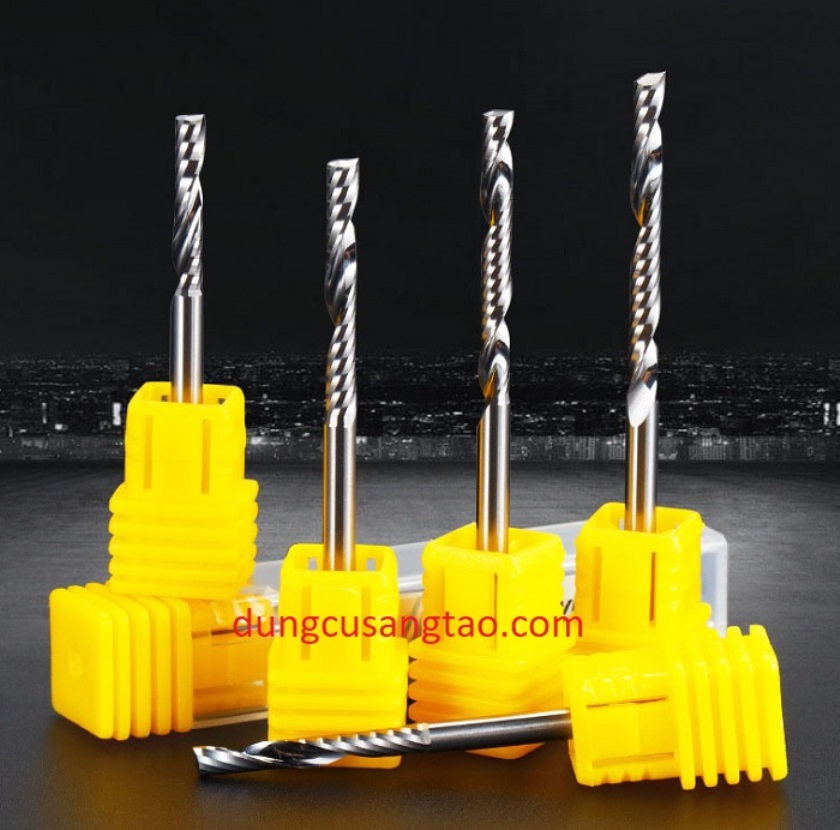 Dao phay cnc 1 me xoắn huhao cốt 3mm 4mm