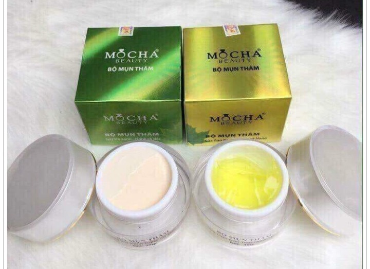 [HCM]Bộ kem mụn thâm Mocha (trọn bộ vàng + xanh)