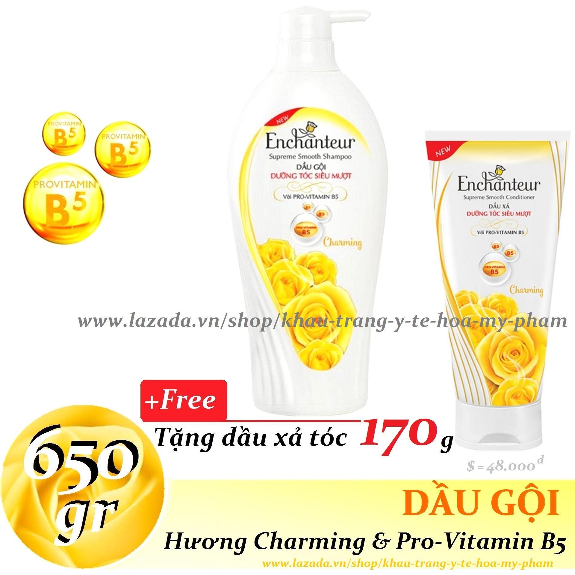 [HCM]Enchanteur- Dầu gội Dưỡng Tóc siêu mượt Charming 650 gr + Tặng dầu xả 170 gr