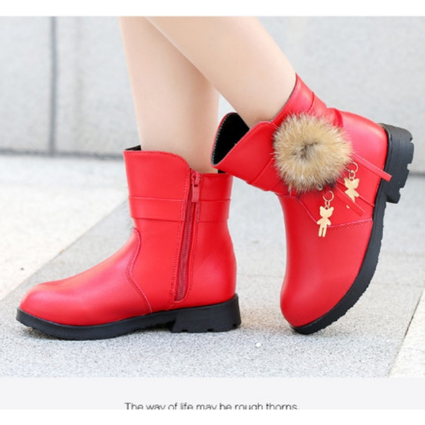 Boot Bé Gái Lót Lông Da Mềm Cao Cấp Size 32-38