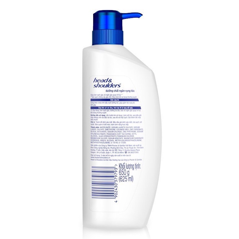 Dầu gội trị gàu Head & Shoulders ngăn rụng tóc 625 ml