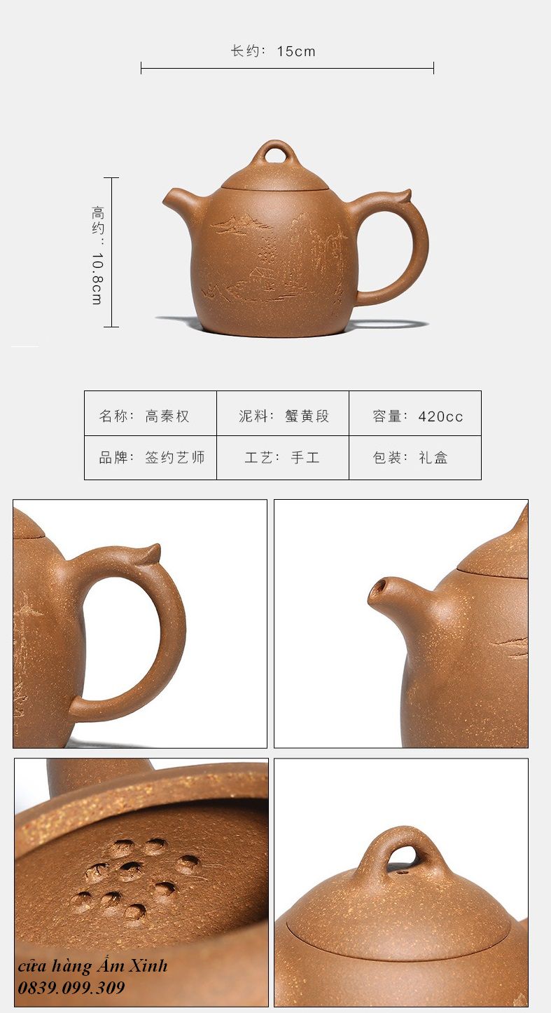 Ấm Tử Sa Nghi Hưng Tần Quyền 420 ml