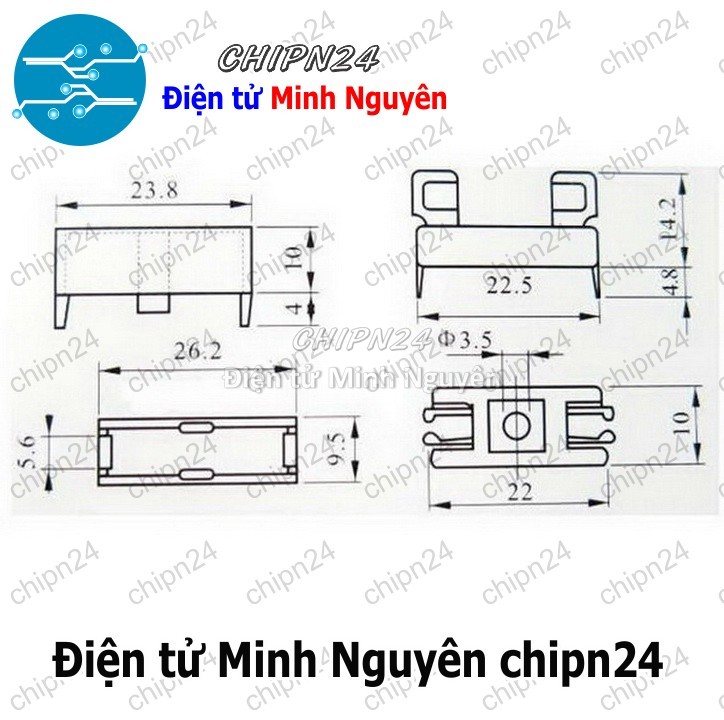 [3 cái] (F179.1) Đế Cầu Chì 5x20mm Trắng - HH000943