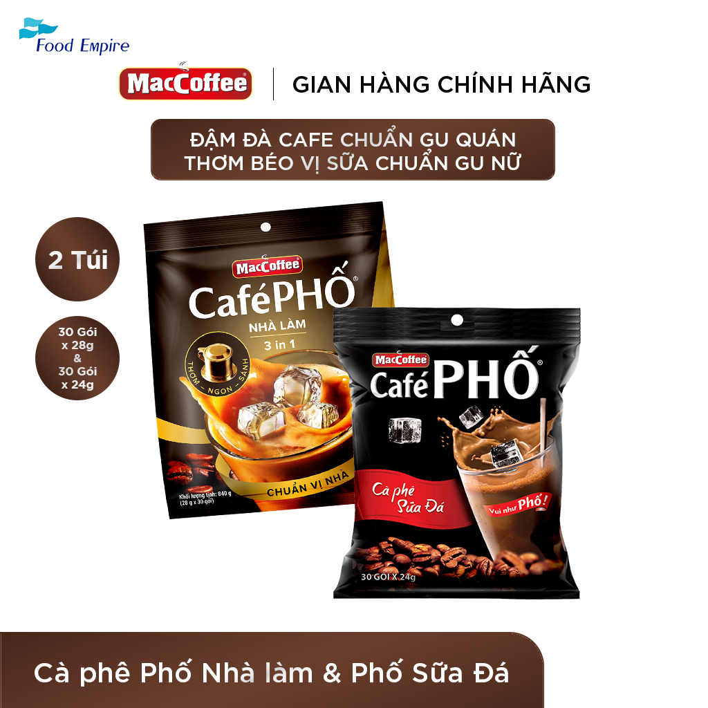 Combo 2 Túi Cà phê MacCoffee Phố Sữa Đá & Phố Nhà Làm
