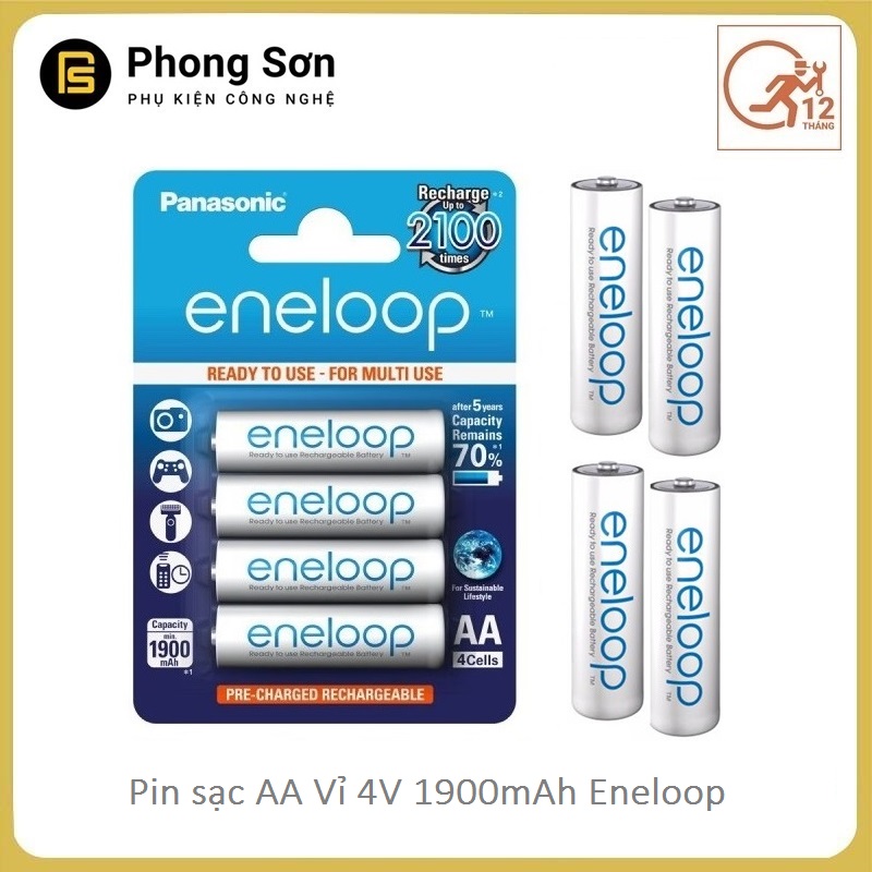 Pin AA Panasonic Eneloop 1900 mAh , Màu trắng