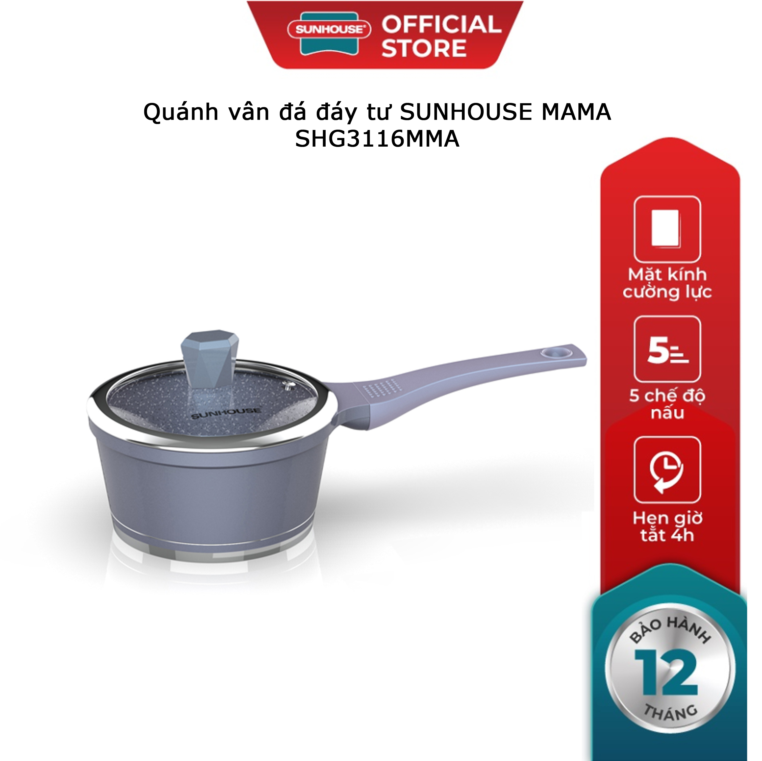 Nồi quấy bột, Quánh vân đá đáy từ SUNHOUSE MAMA SHG3116MMA