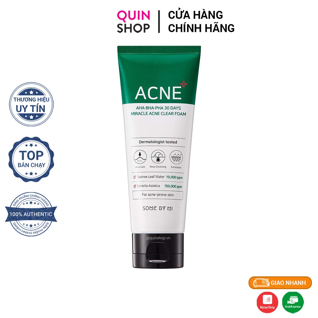 Sữa Rửa Mặt Some By Mi AHA-BHA-PHA 30 Days Miracle Acne Clear Foam 100ml ( Xanh )