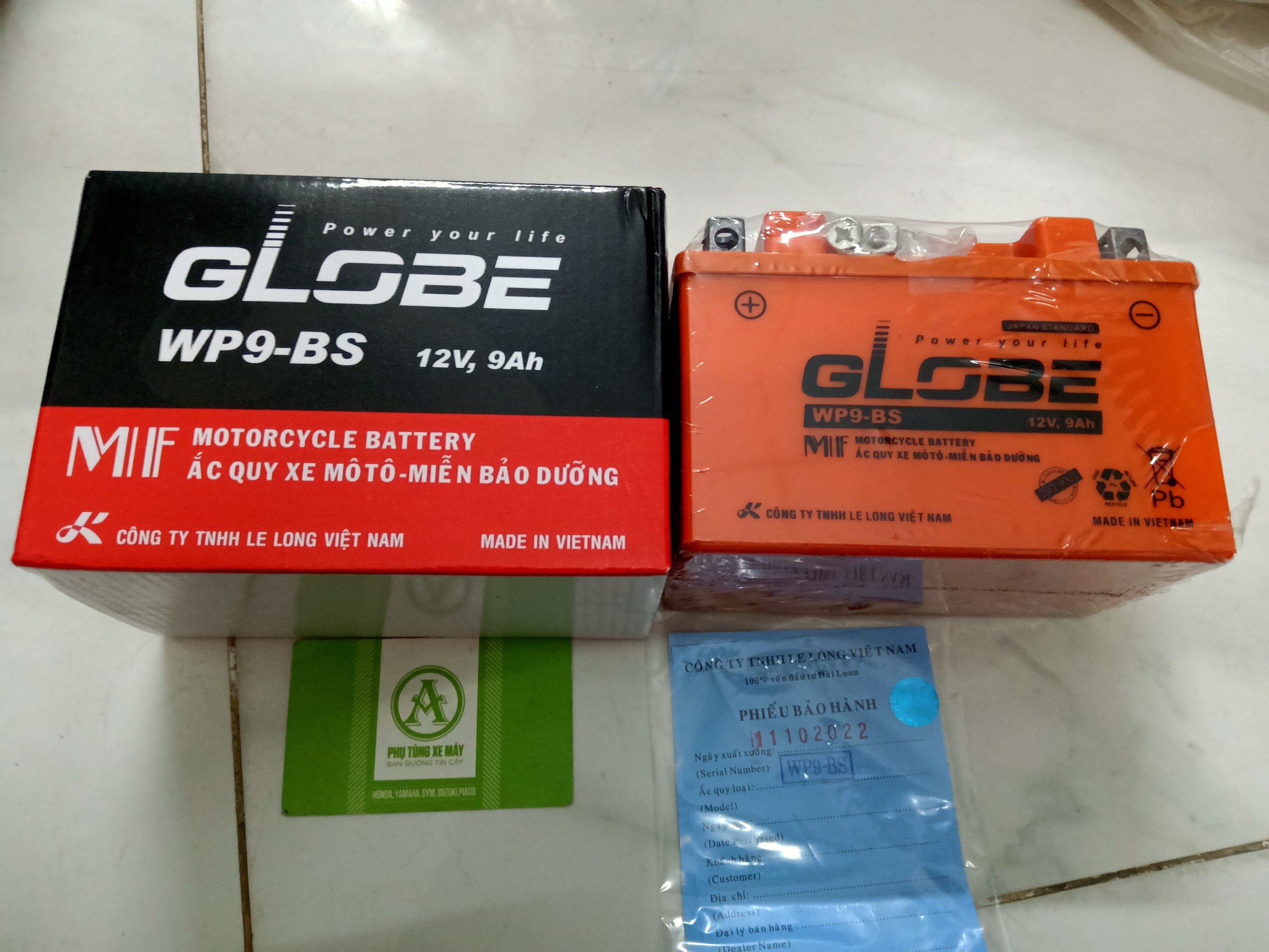 Bình Ắc Quy GLOBE WP9-BS (12V, 9Ah) cho xe SPACY