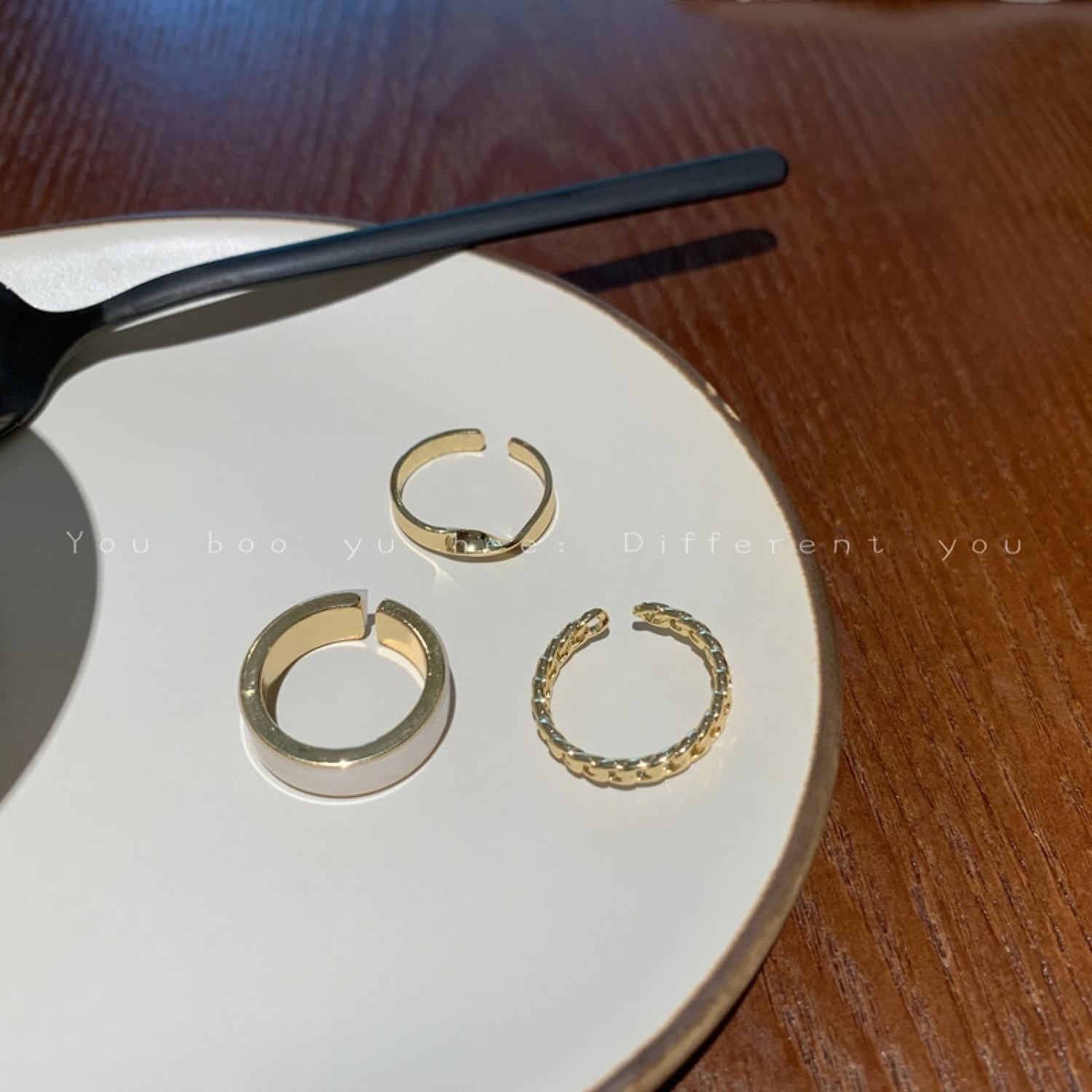 Nhẫn nữ set 3 cái basic màu vàng thiết kế phong cách G9901