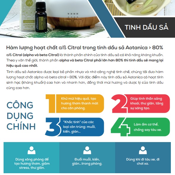 Tinh dầu sả phân đoạn Citral-80 Aotanica 10ml
