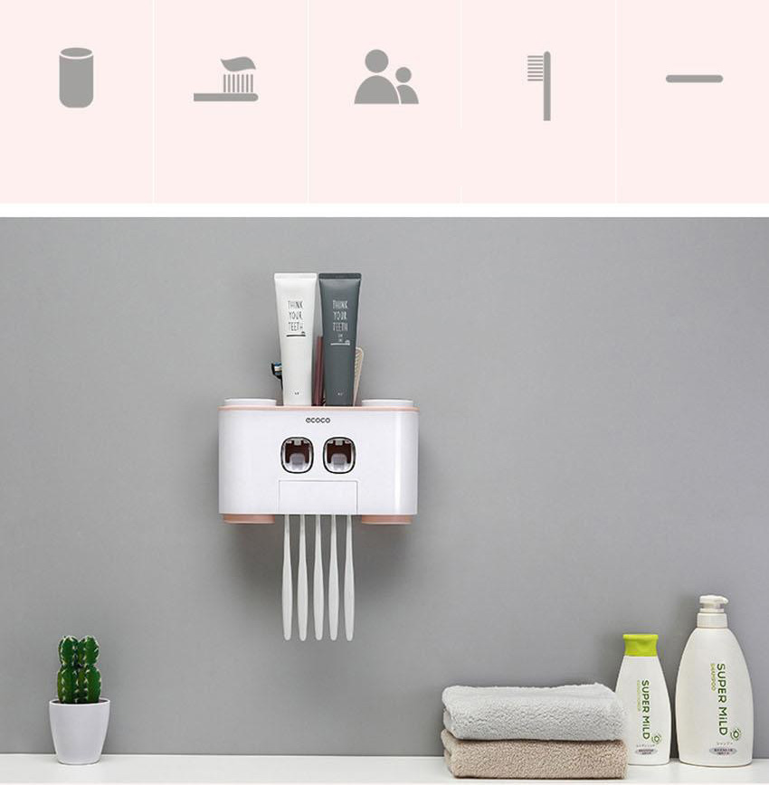 Bộ nhả kem đánh răng cao cấp ECOCO + tặng kèm 04 cốc (03 màu lựa chọn)