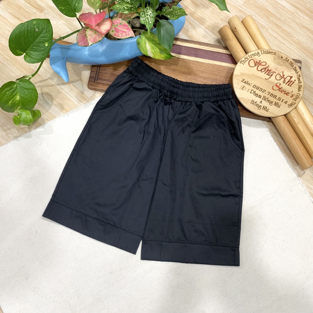 Quần short kaki trơn lưng thun màu tan dáng rộng nam nữ unisex oversize ulzzang - mm