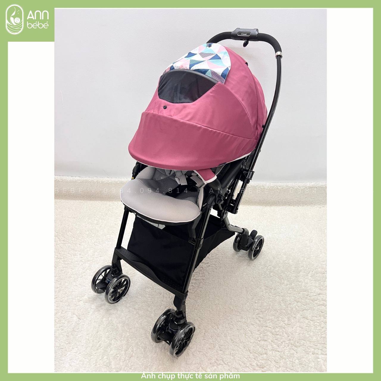 Xe Đẩy Combi Sugocal Light 4cas màu Hồng ANNBEBE