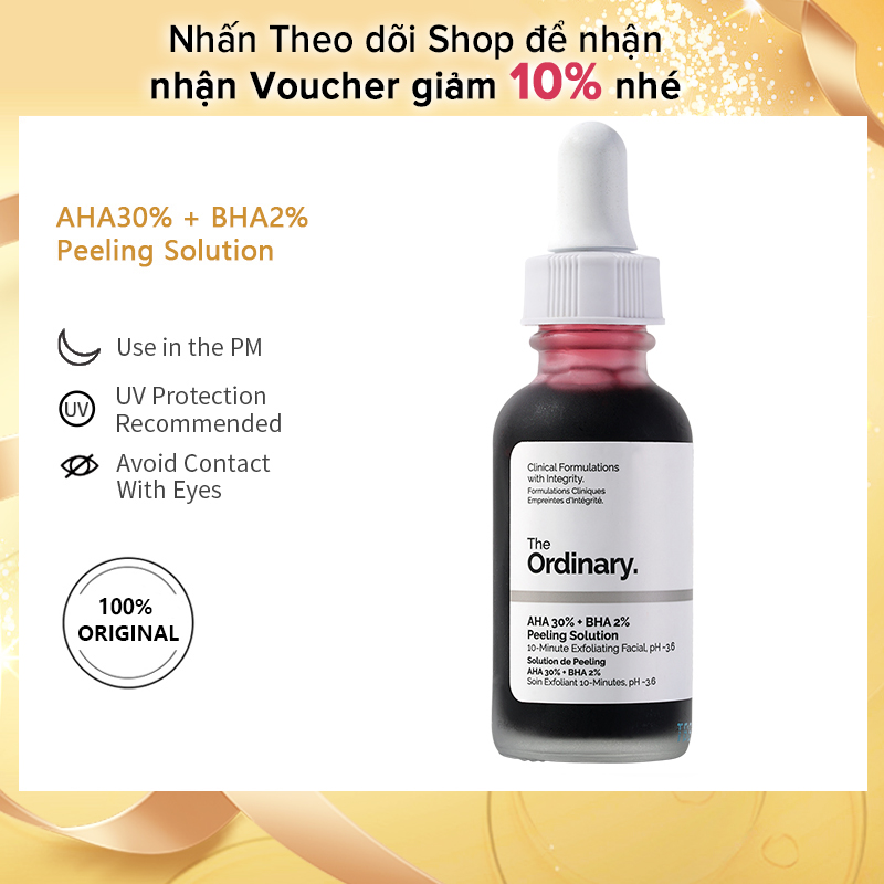 The Ordinary chính hãng Peel da mặt  Serum AHA 30% + BHA2 % da mặt Peeling Solution -30ml, mụn tẩy da chết hoá học