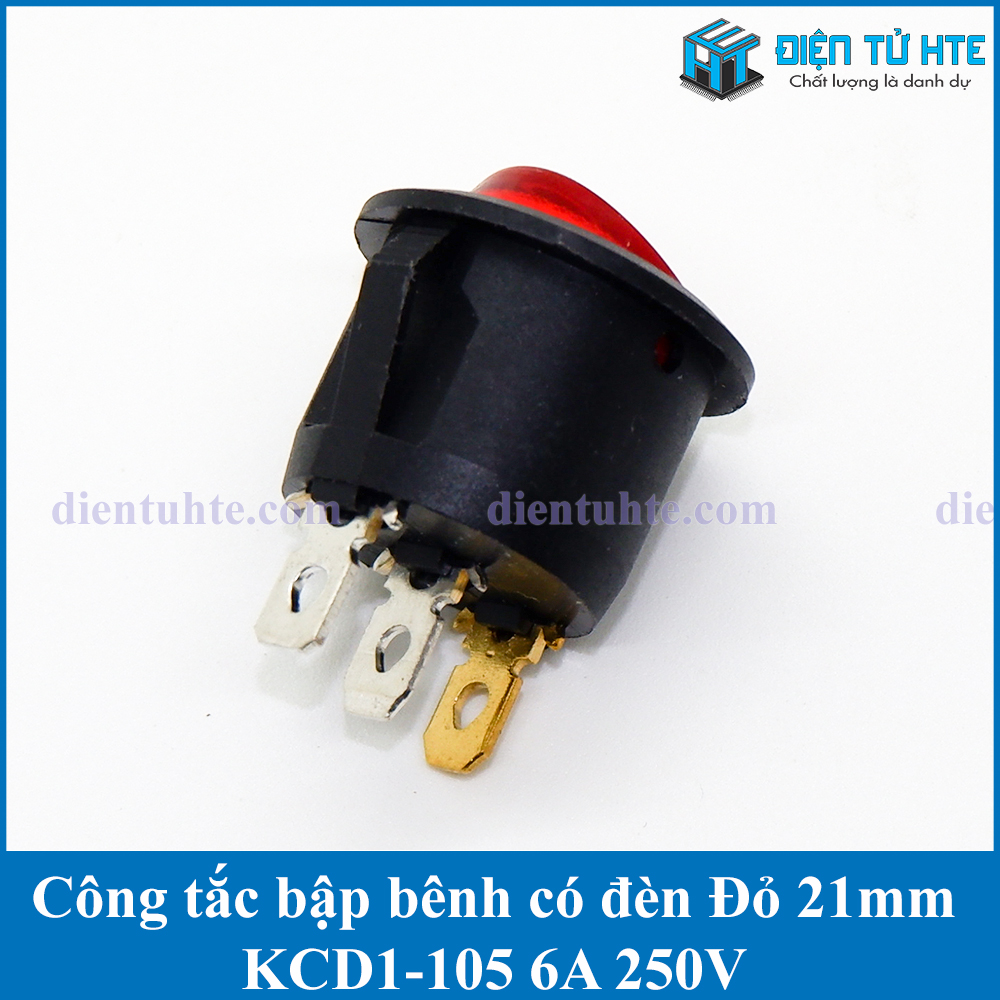 Combo 2 Công tắc bập bênh tròn KCD1-105 6A có đèn