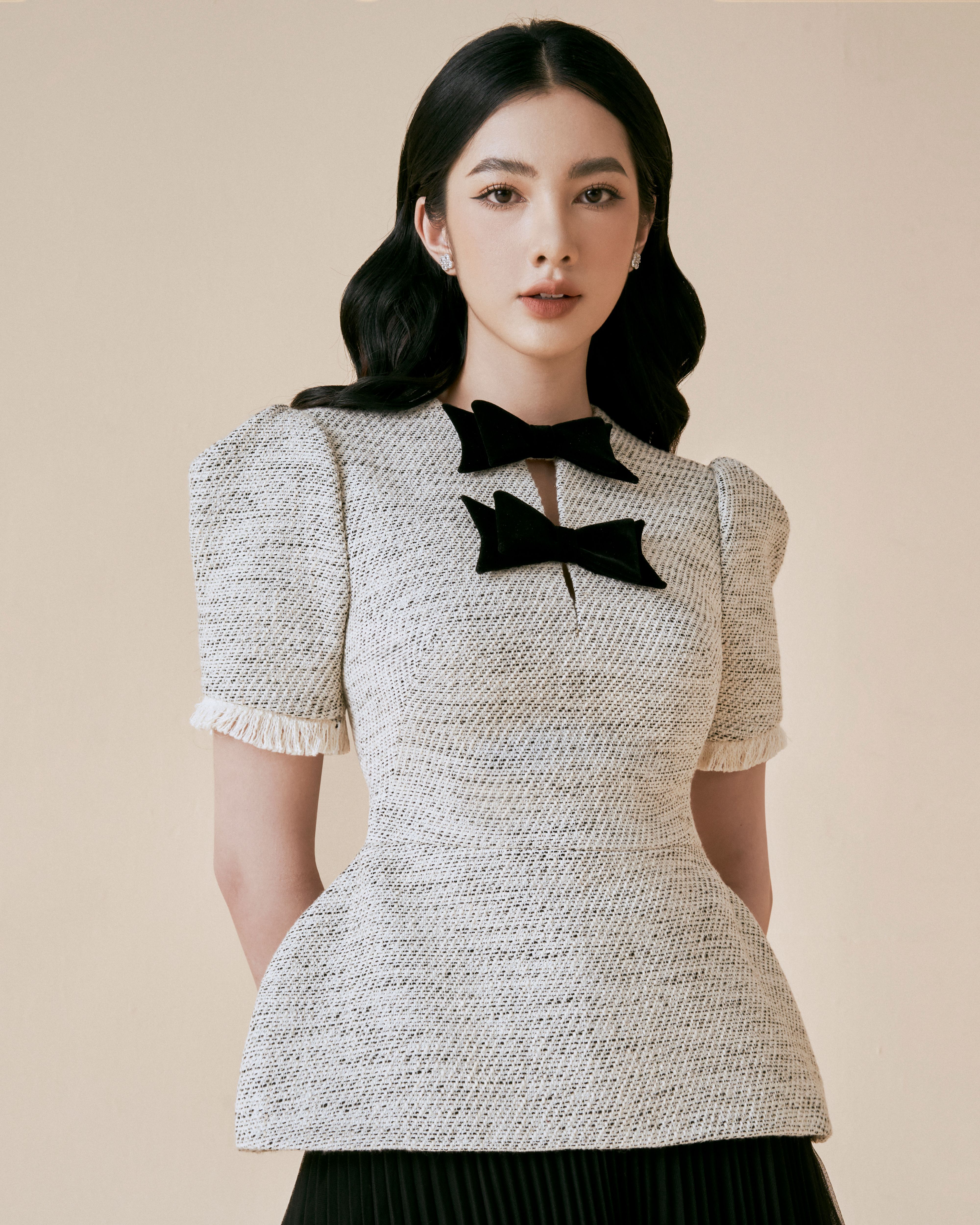 Beloved Áo kiểu Ribbon Short Sleeves Top