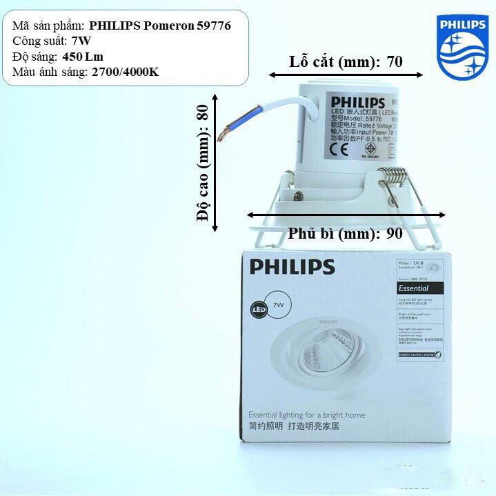 Đèn led spotlight philips 7w chính hãng philips