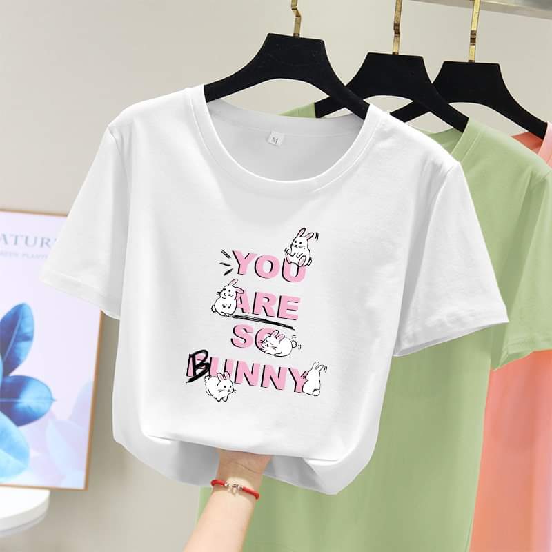 [HCM]Áo thun nữ form rộng hàn quốc in hình Make it You Are So Bunny dễ thương vải dày mịn mát