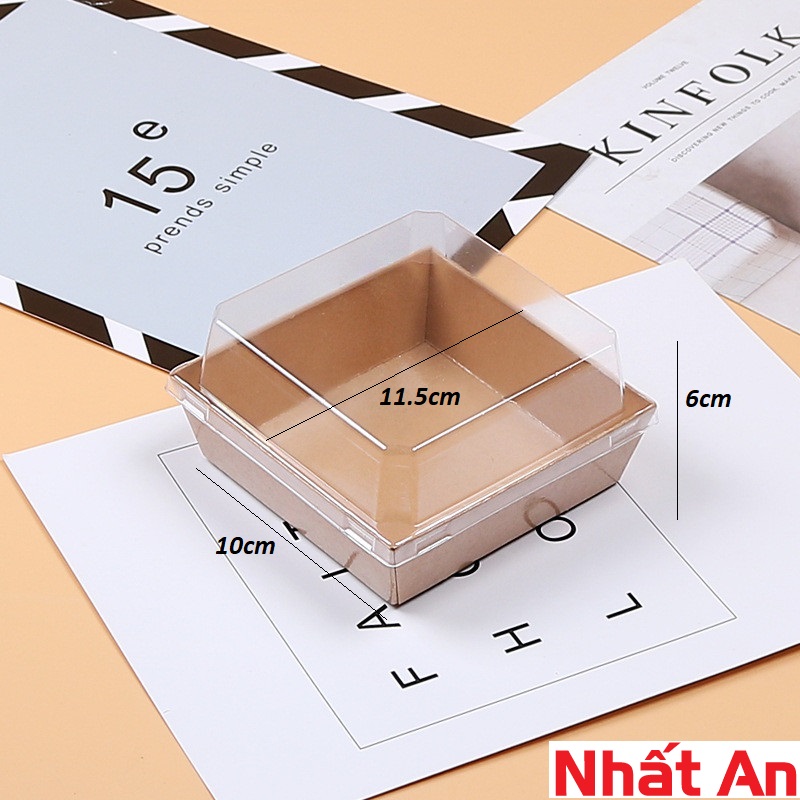 Hộp giấy kraft vuông nắp nhựa E118