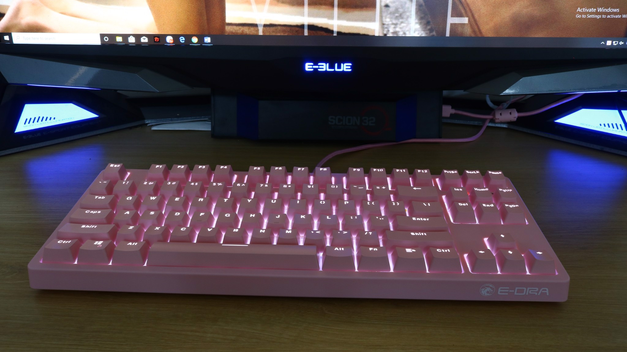 Bàn Phím Cơ E-Dra EK387 Pink Hồng ( Blue , Brown , Red Switch )