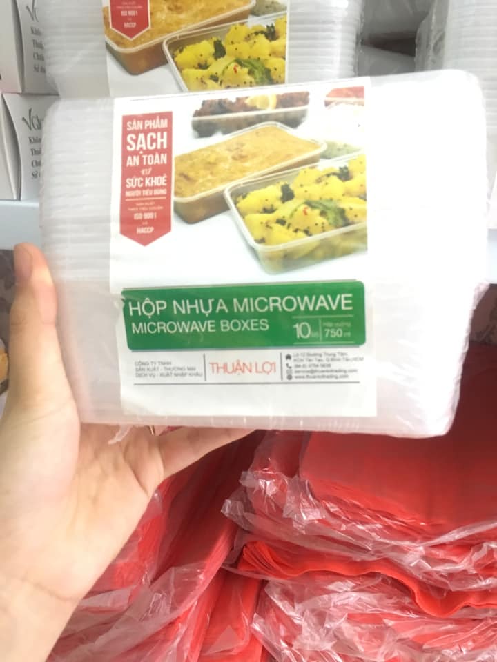 Set 10 Hộp nhựa Microwave vuông 750ml