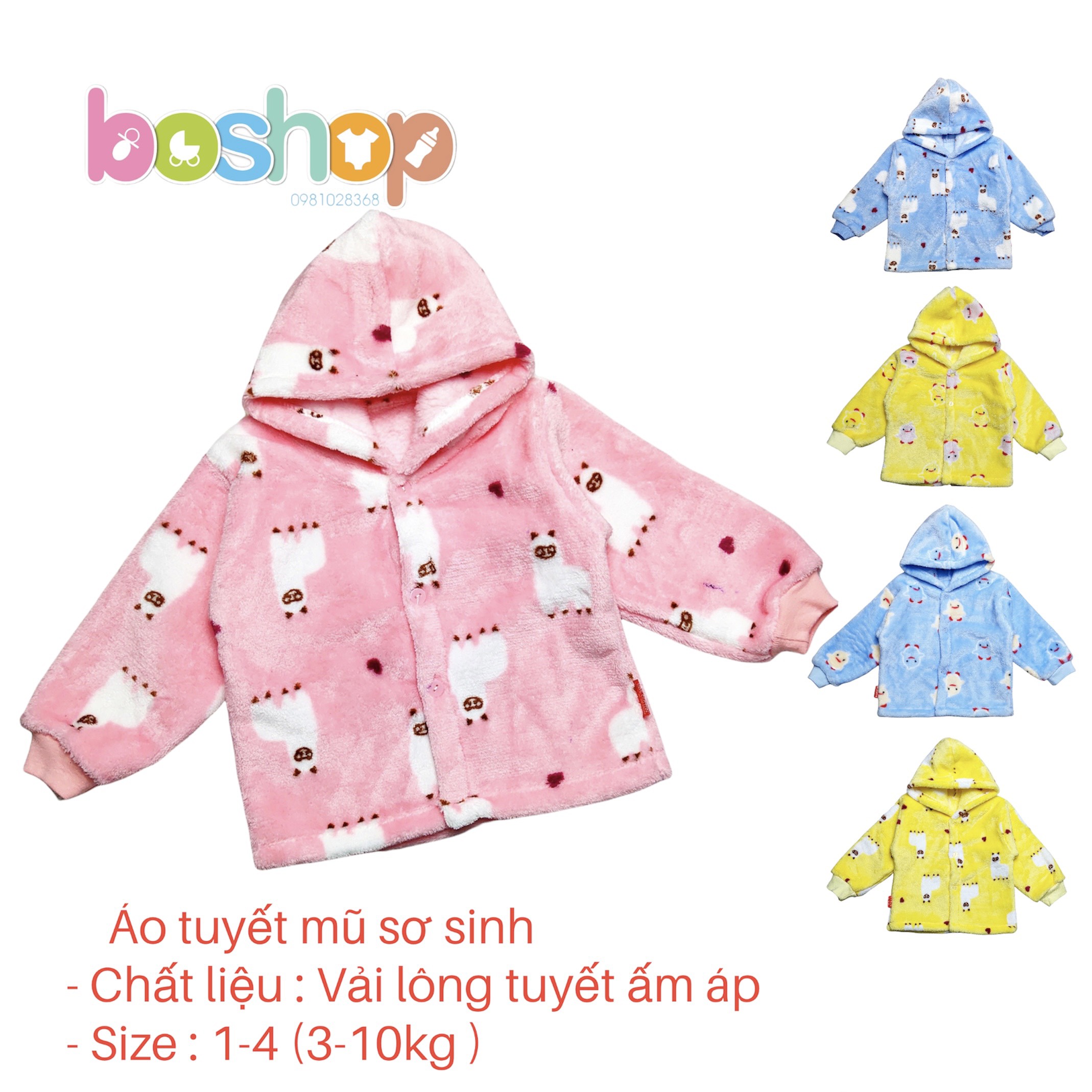 Áo lông tuyết có mũ cho bé từ 3-10kg