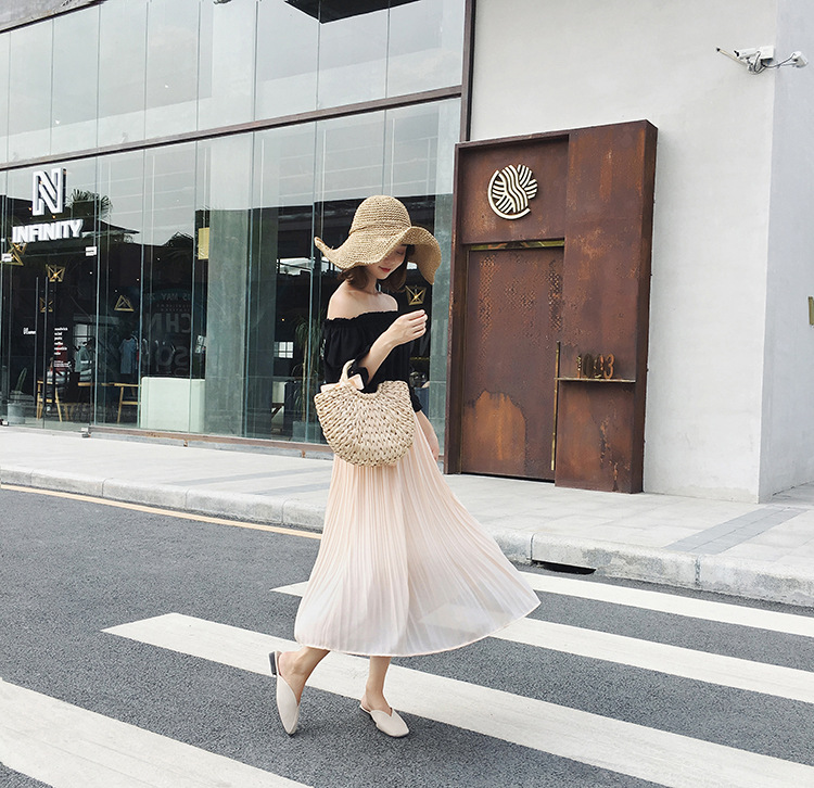 Chân váy voan xếp ly dáng dài