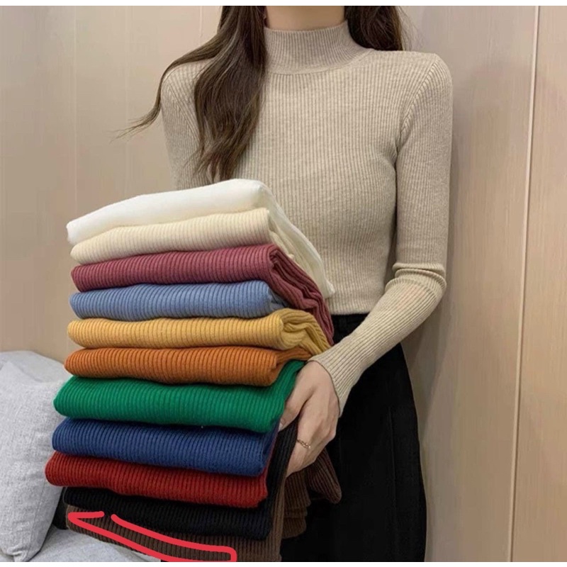Áo Len nữ Trơn cổ 3 phân giữ nhiệt
