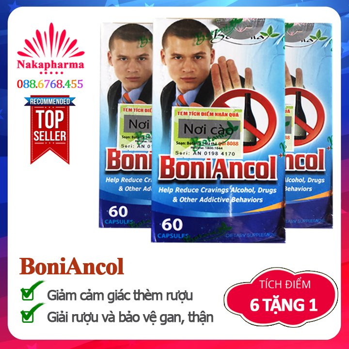 ✅ [6 TẶNG 1] BoniAncol 60v – Giúp giải rượu bia, cai ngừa rượu bia, bảo vệ gan thận, giải độc gan  - Boni Ancol