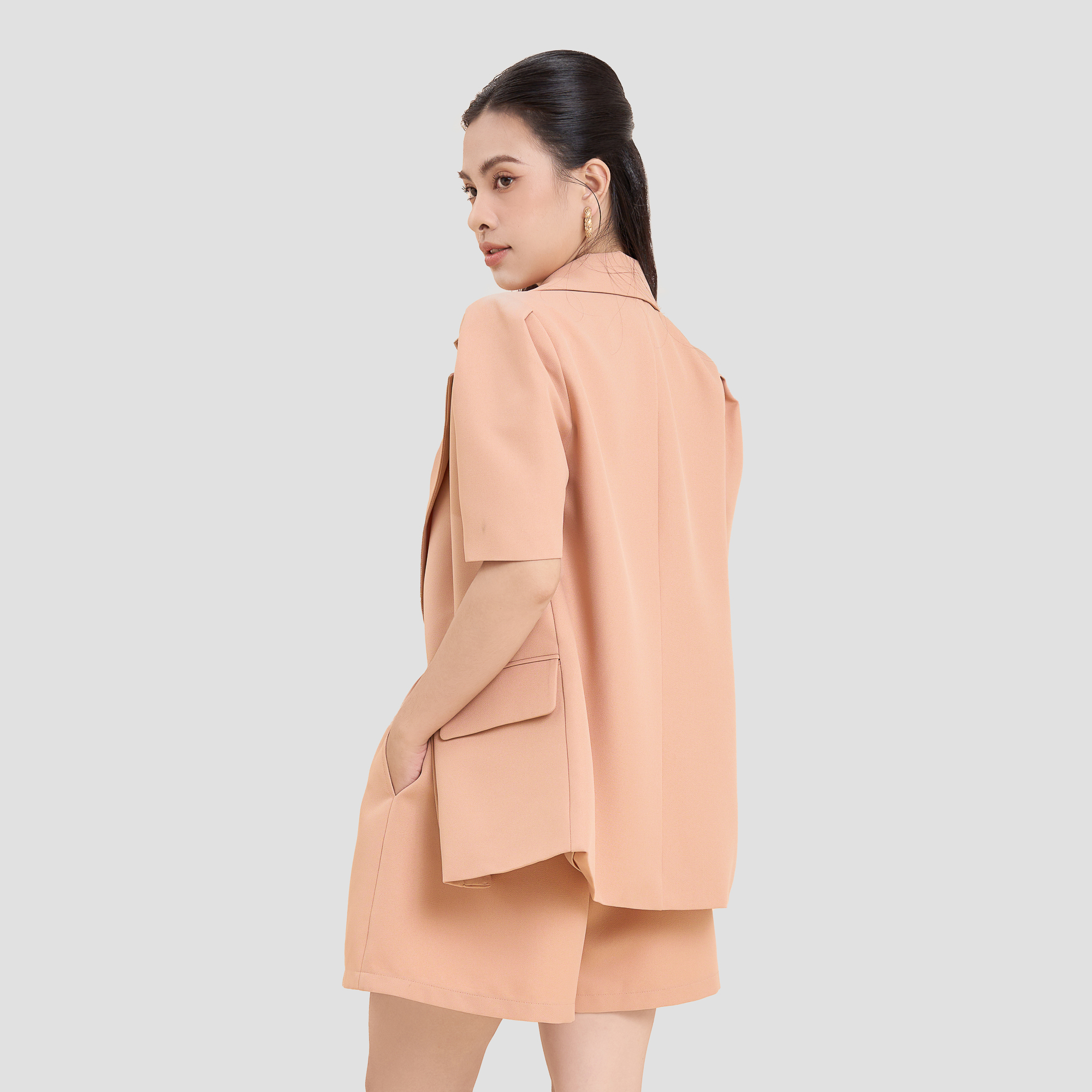 Quần short dáng xòe pho xéo Maybi