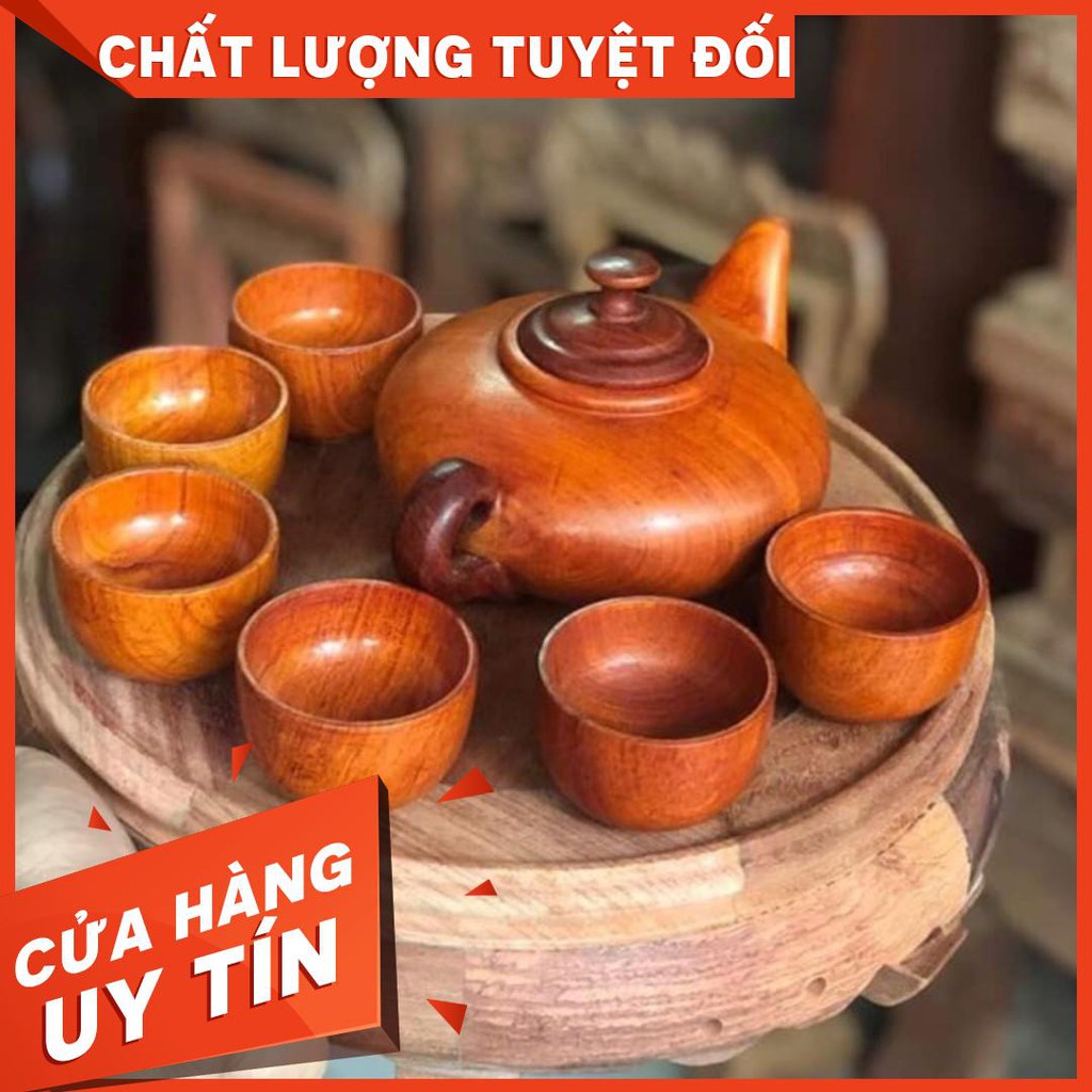 Ấm chén gỗ hương Bộ ấm trà gỗ hương nguyên khối