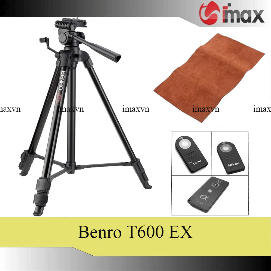 Chân máy ảnh Benro T600EX + Da cừu lau len (Da thật) + Remote cho máy ảnh