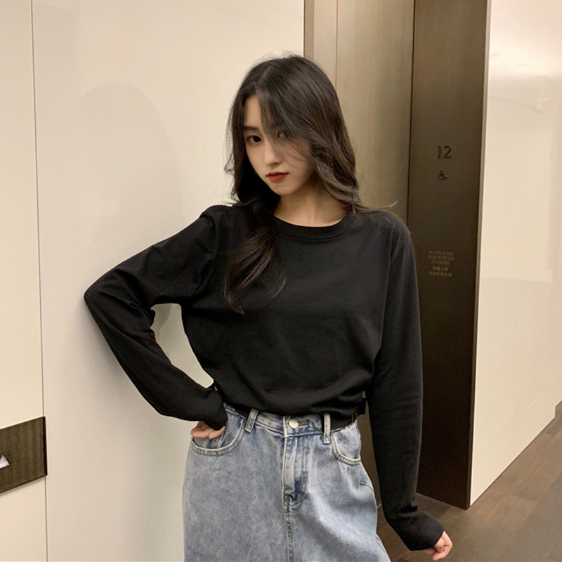 Áo thun xược tay dài cổ tròn nữ ANHSTORE , chất xược cotton thời trang