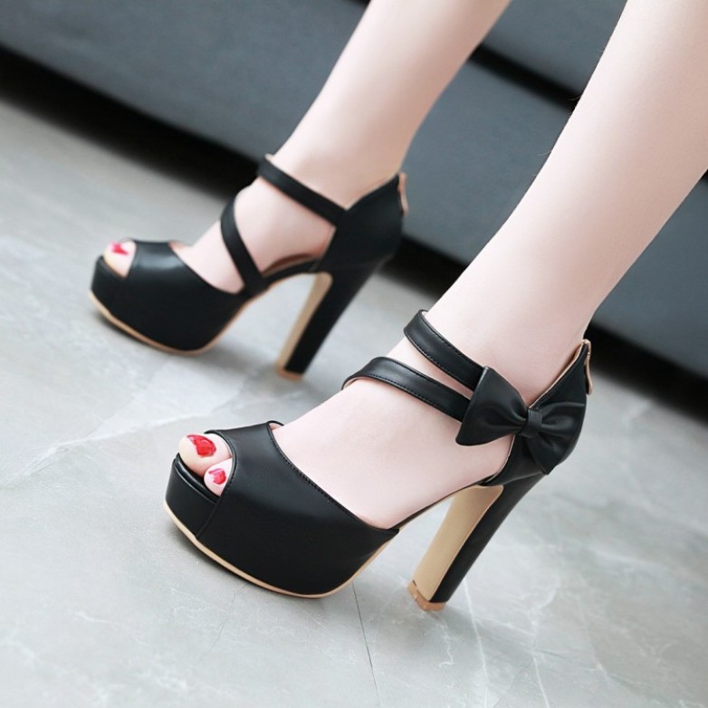 Giày cao gót hở mũi phối nơ hông xinh xắn - CG1093 giá rẻ