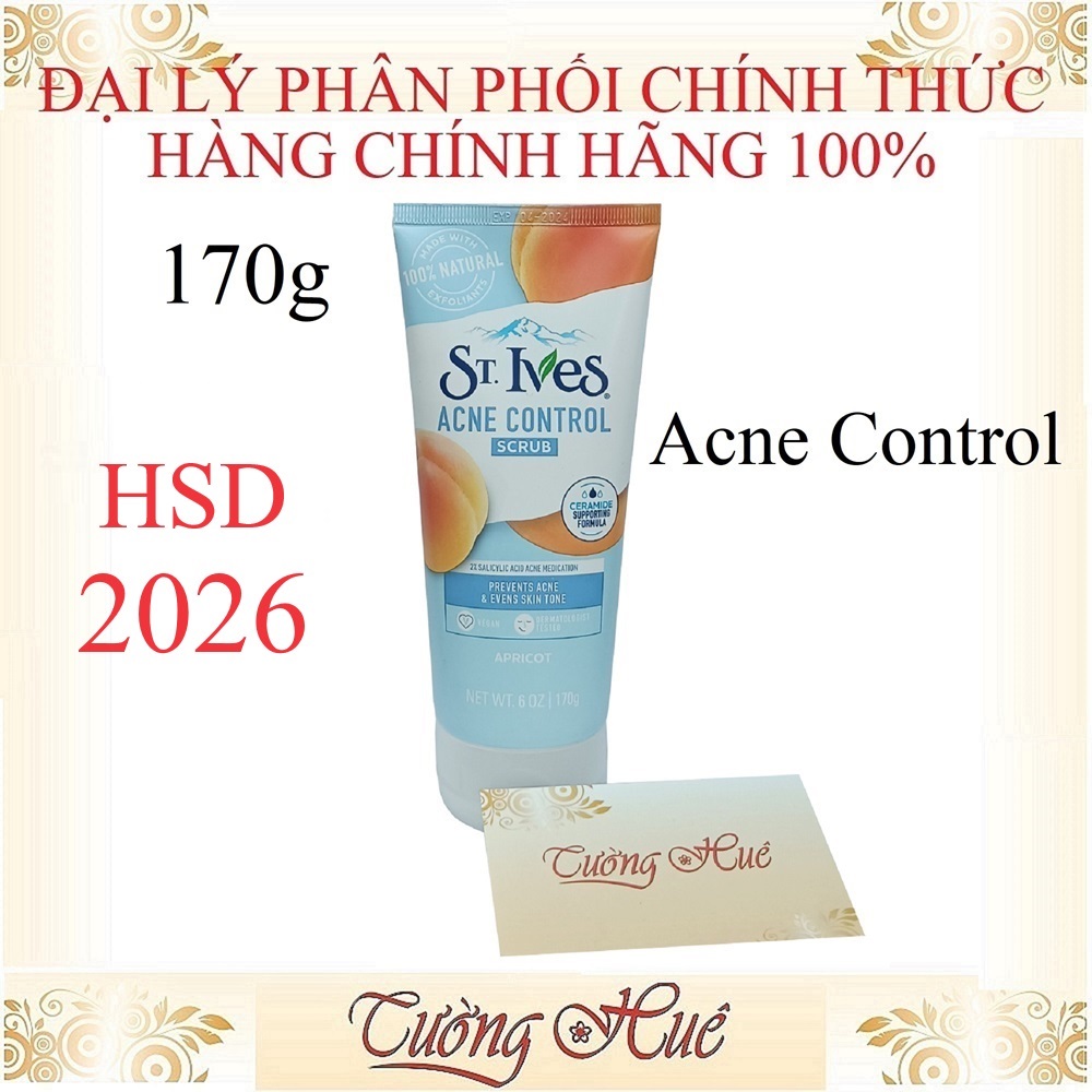 Rửa mặt tẩy da chết dạng hạt St.Ives Acne Control Apricot Scrub - 170g
